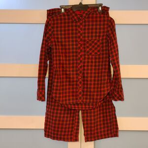 Victorias Secret Pajamas Womens Small Plaid Button Front Long Sleeve Christmas